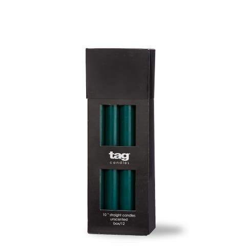 Color Studio 10" Dark Green Straight Candles - Set of 12
