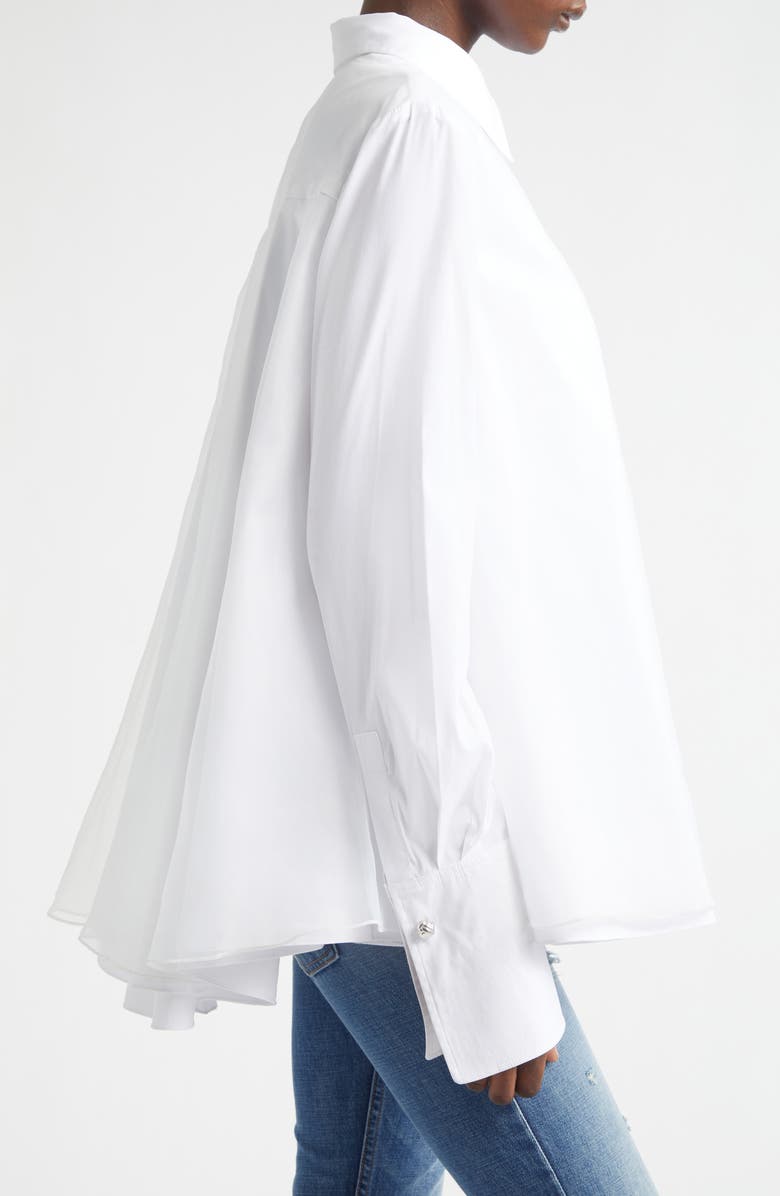 Brandon Maxwell The Vaughn Frothy Layered Button-Up Shirt, Alternate, color, White