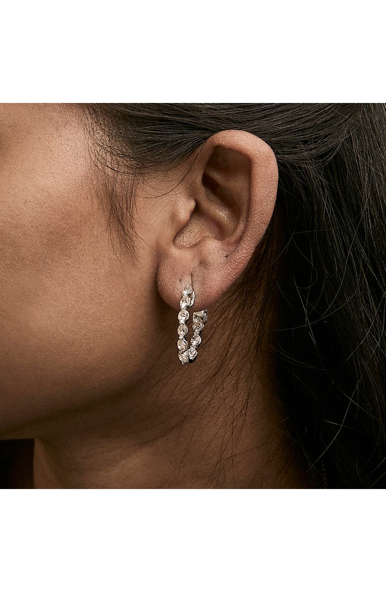 Haus of Brilliance 14K White Gold 3 3/4 Cttw Graduating Diamond Oval Hoop Earrings, Alternate, color, White Gold