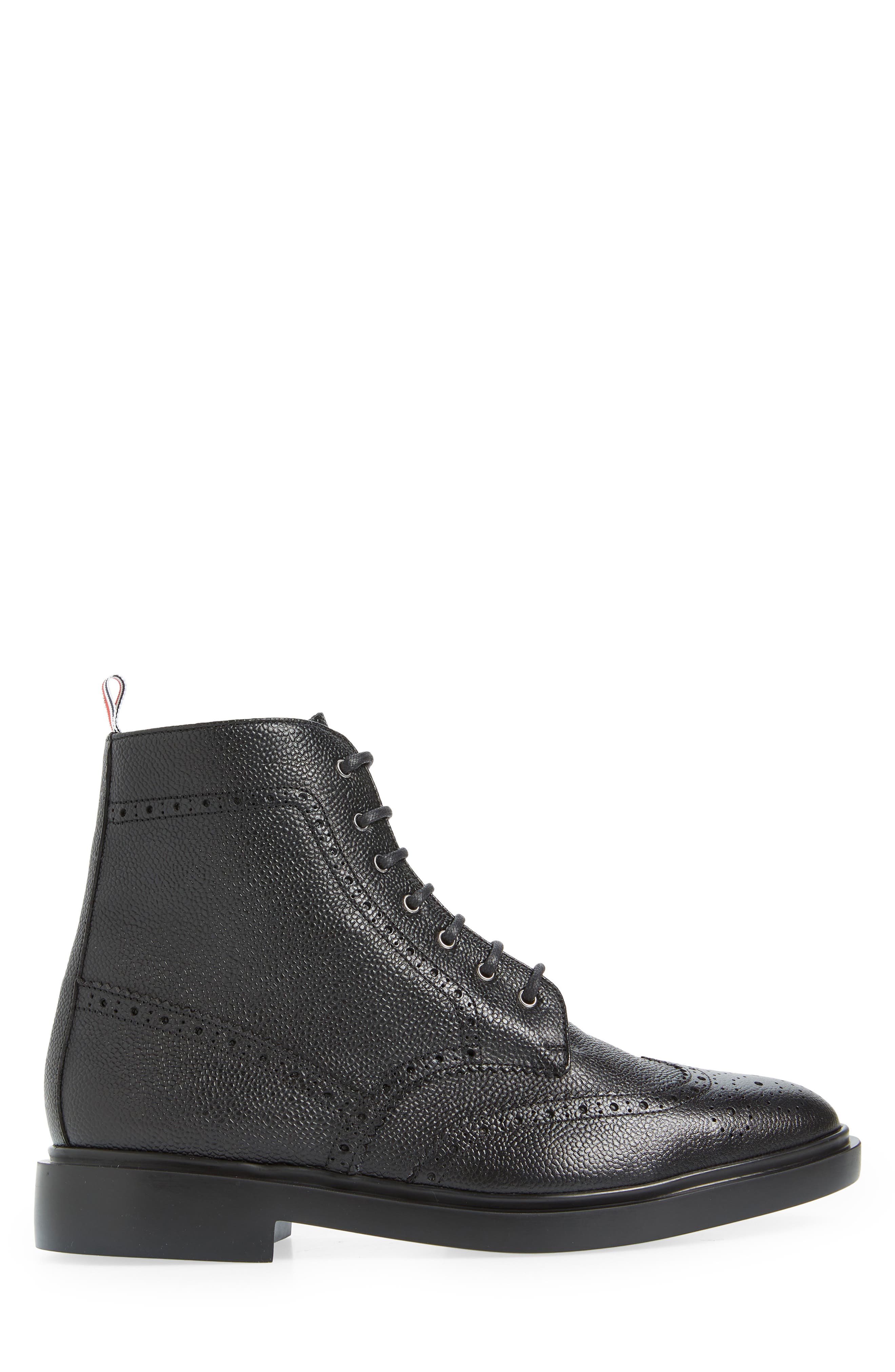 Thom Browne Classic Wingtip Lace-Up Boot, Alternate, color, Black