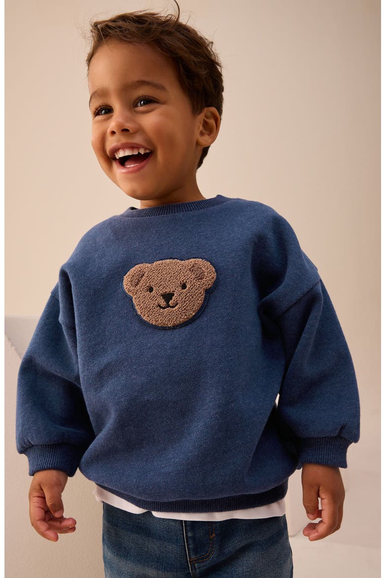 Kids' Bear Appliqué Sweatshirt, Alternate, color, BLUE