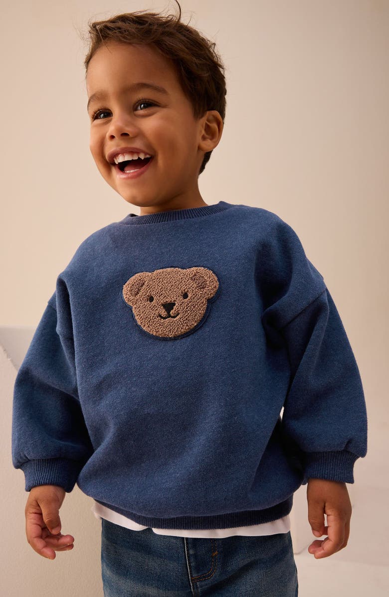 NEXT Kids' Bear Appliqué Sweatshirt, Alternate, color, Blue