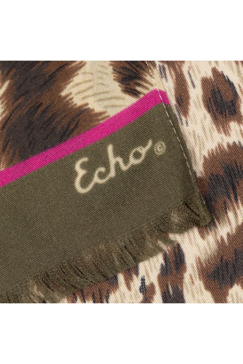 Leopard Silk Scarf, Alternate, color, Brown