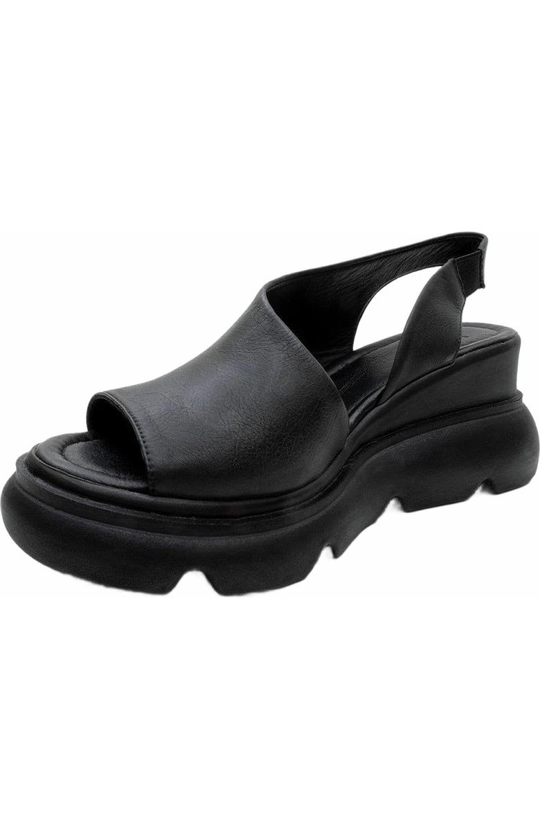 Forever & Always Shoes Agusto Leather Platform Sandal, Alternate, color, Black Leather