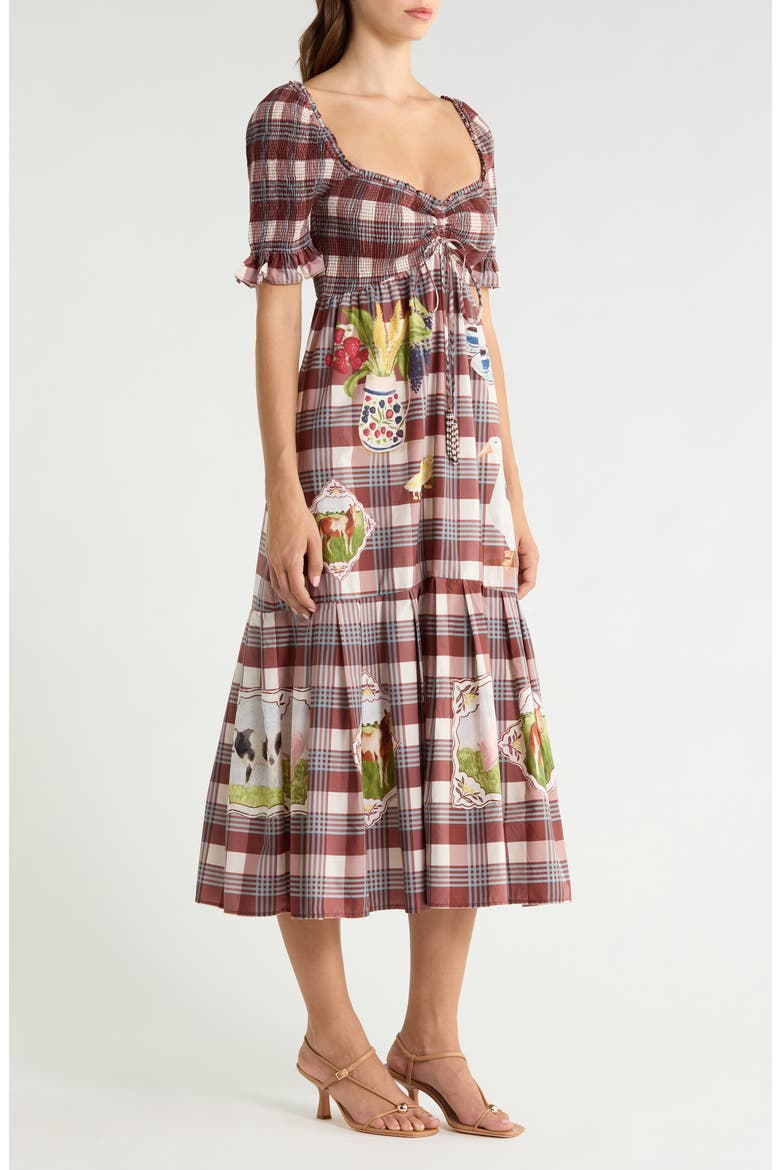 Country Trable Tartan Plaid Midi Dress, Alternate, color, BROWN