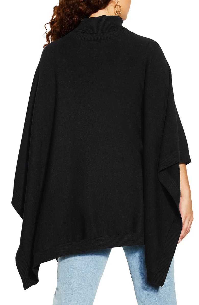 City Chic Emilia Turtleneck Cape Sweater, Alternate, color, 
