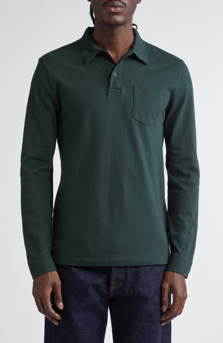 Sunspel Riviera Supima<sup>®</sup> Cotton Piqué Polo, Main, color,