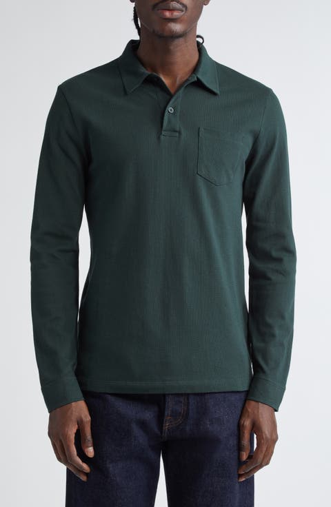 Green Designer Polo Shirts for Men: Short & Long Sleeves