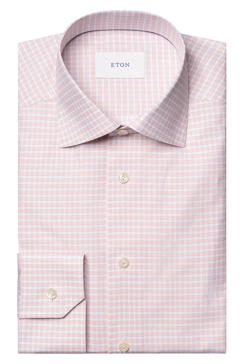 Contemporary Fit Check Fine Cotton Twill Dress Shirt, Alternate, color, MEDIUM ORANGE