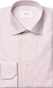 Eton Contemporary Fit Check Fine Cotton Twill Dress Shirt