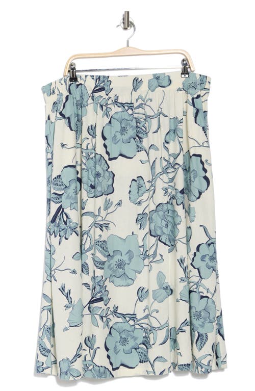 CASLON CASLON® FLORAL LINEN BLEND PULL-ON SKIRT 