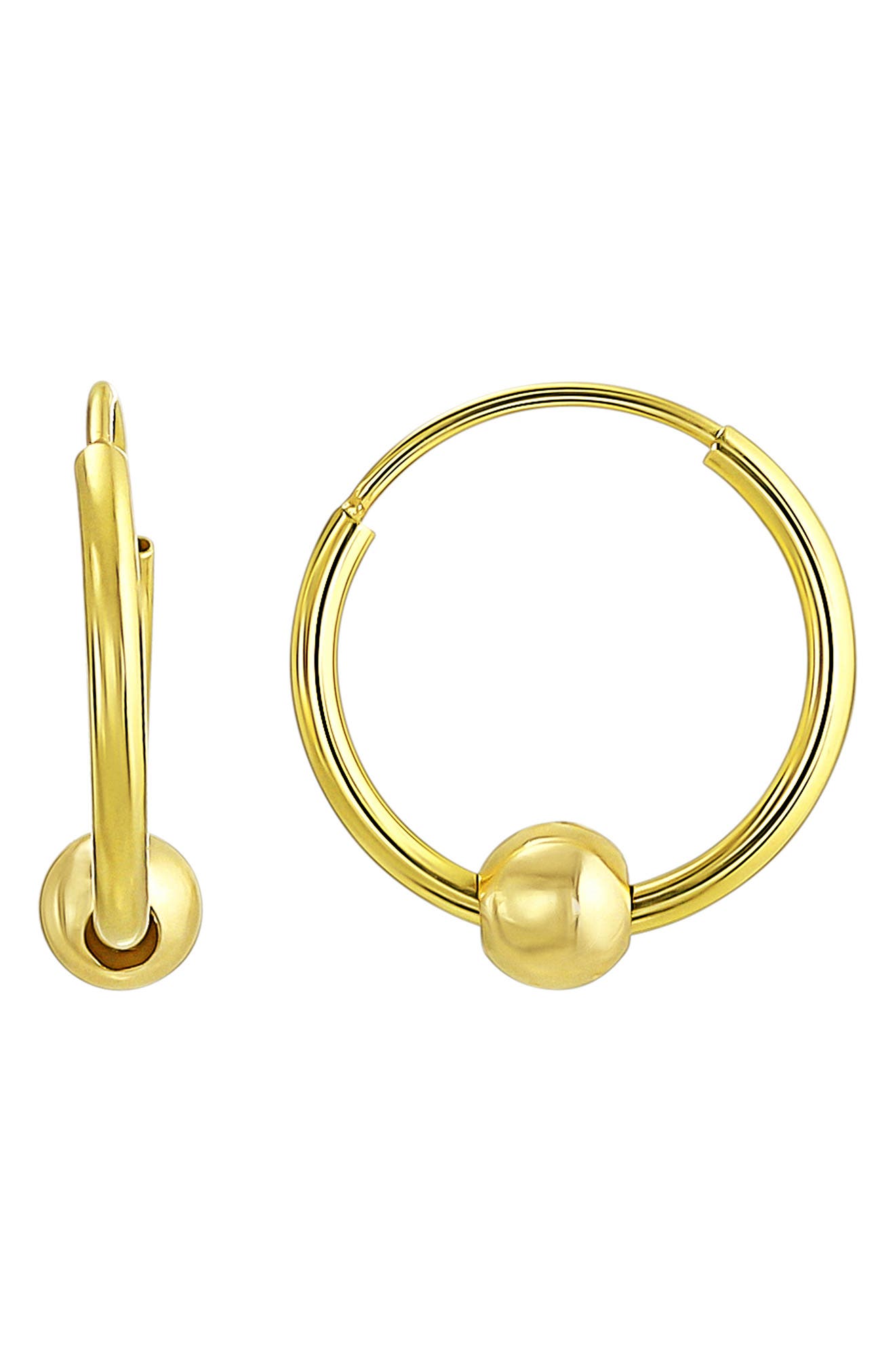 CANDELA JEWELRY 14K Yellow Gold Beaded Endless Hoop Earrings
