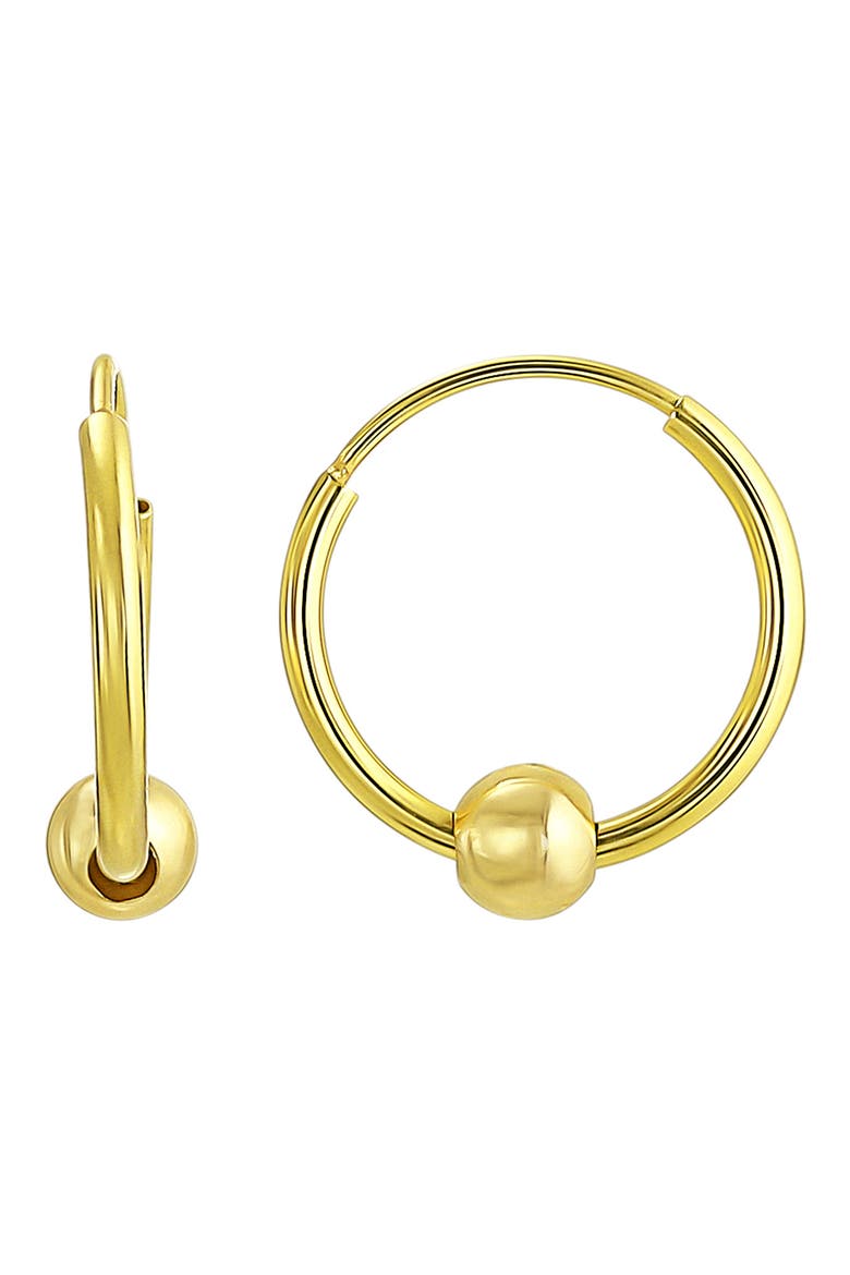 14K Yellow Gold Beaded Endless Hoop Earrings, Main, color, GOLD