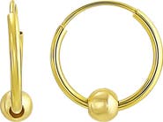 CANDELA JEWELRY 14K Yellow Gold Beaded Endless Hoop Earrings