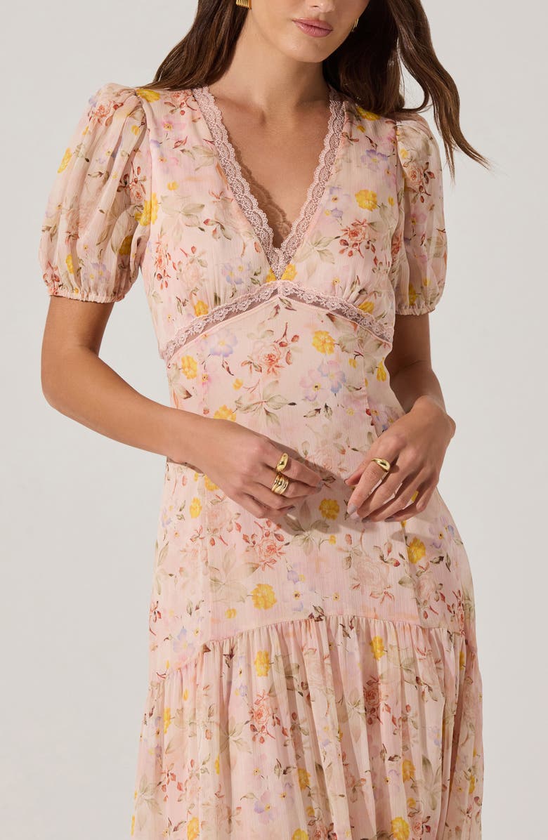 ASTR the Label Lace Trim Tiered Dress, Alternate, color, 