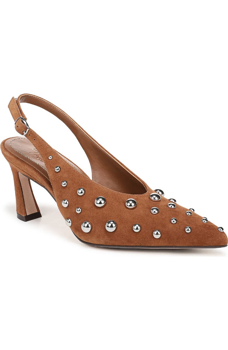 27 EDIT Naturalizer Elaine Stud Slingback Pointed Toe Pump, Main, color, Dark Chestnut Brown