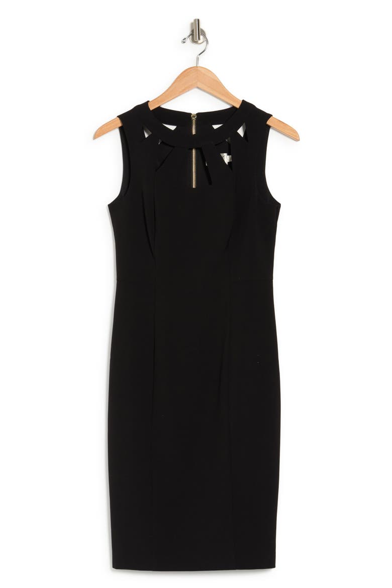 Triangle Cutout Sleeveless Shift Dress, Alternate, color, BLACK
