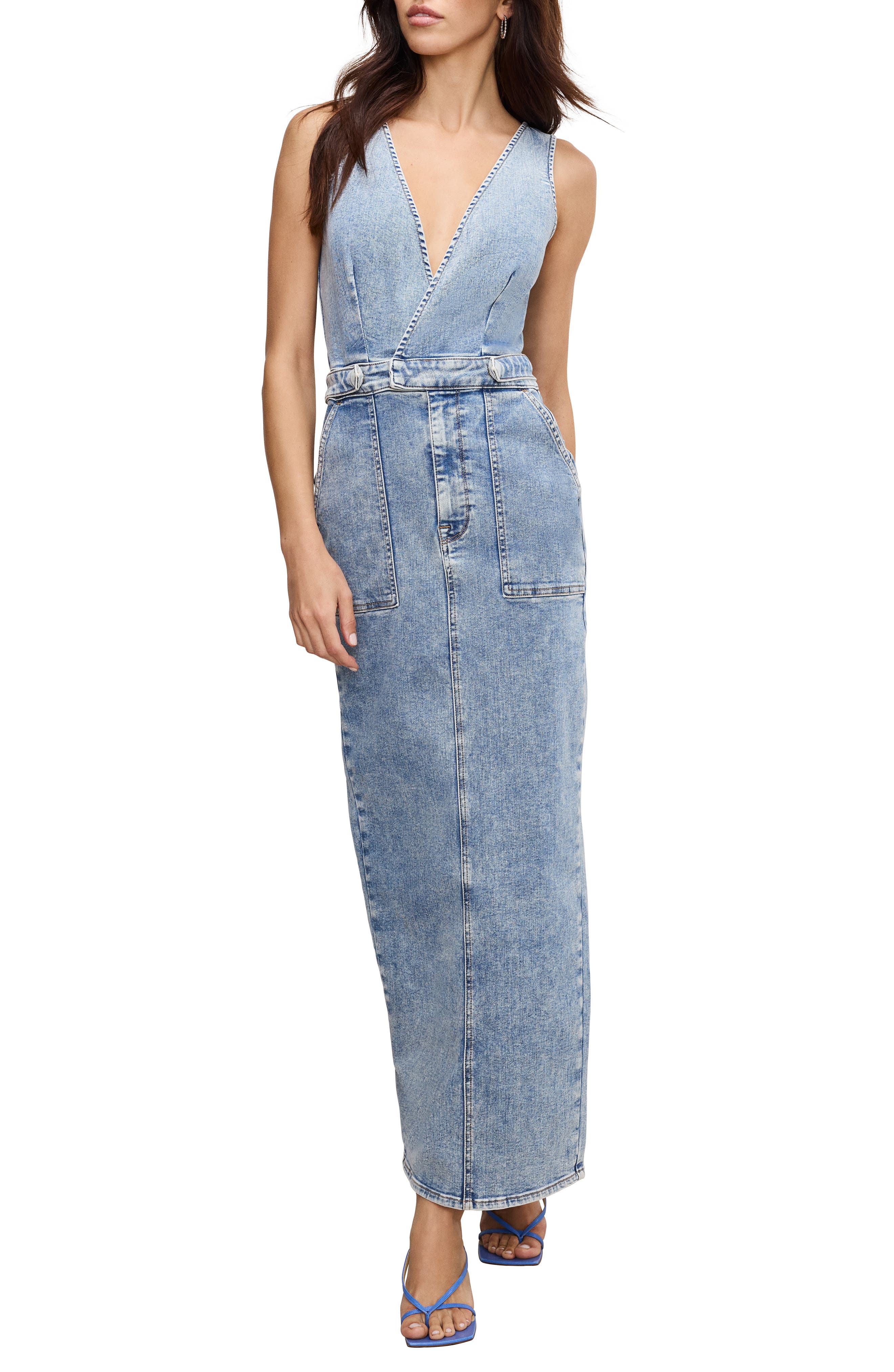 Good American Fit For Success Denim Maxi Dress