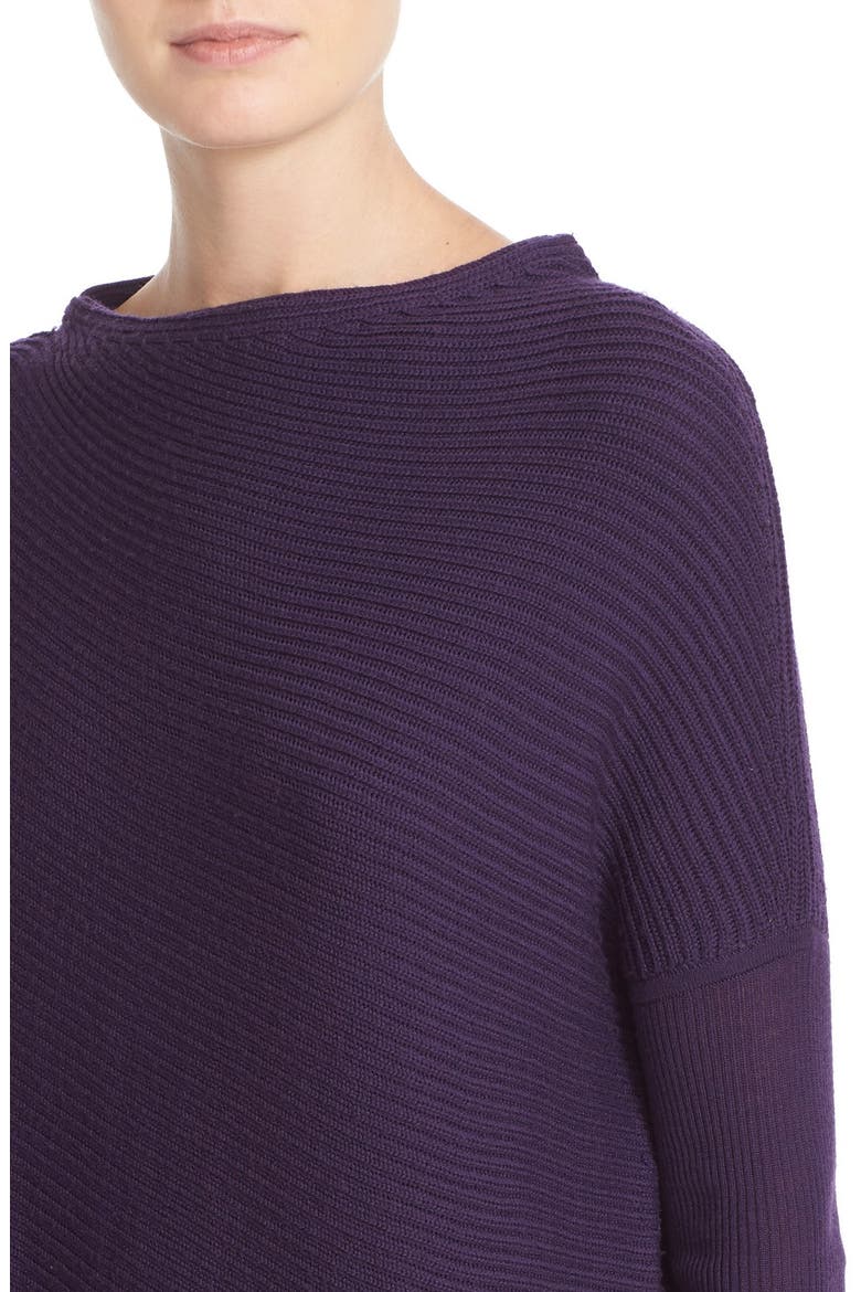 Rib Knit High/Low Asymmetrical Sweater, Alternate, color, PURPLE