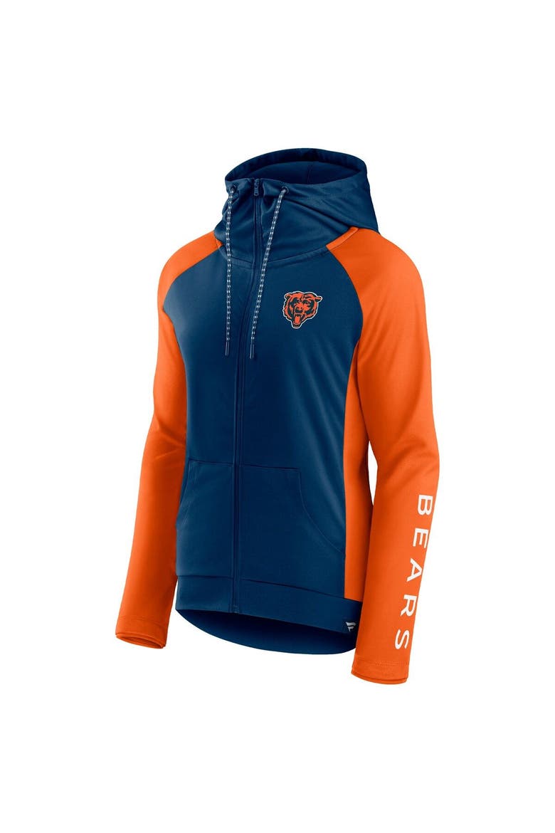 Women's Fanatics Branded Navy/Orange Chicago Bears End Around Lightweight Raglan Full-Zip Hoodie Jacket, Alternate, color, Navy