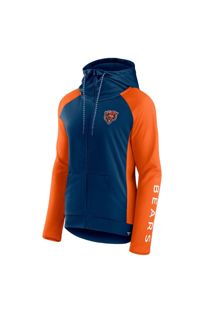 FANATICS Women's Fanatics Branded Navy/Orange Chicago Bears End Around Lightweight Raglan Full-Zip Hoodie Jacket, Alternate, color, Navy