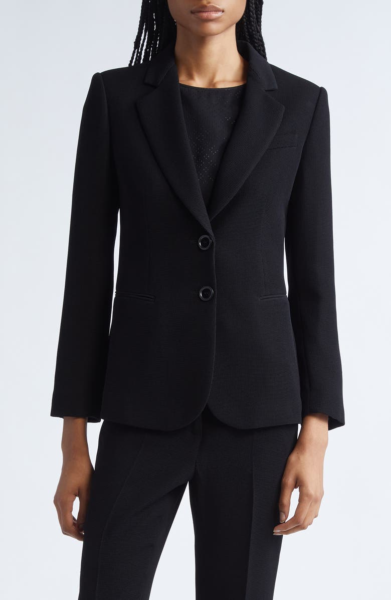 Emporio Armani Techno Waffle Blazer, Main, color, Solid Black