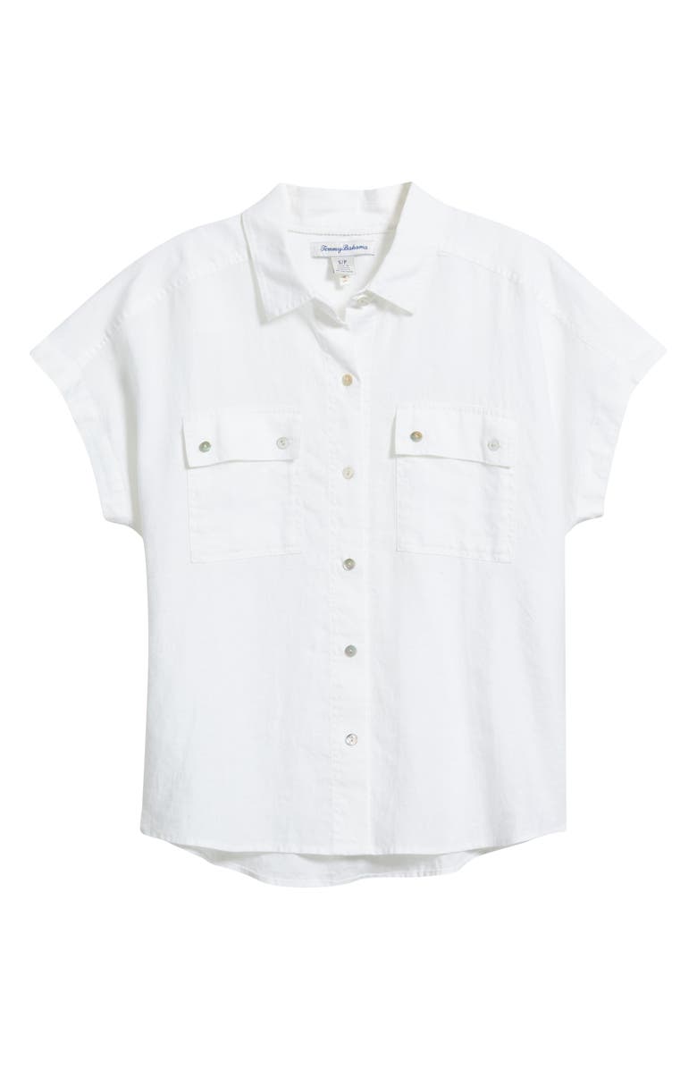 Tommy Bahama Castialina Utility Linen Button-Up Shirt, Main, color, White