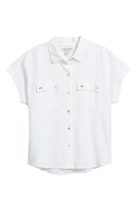 Castialina Utility Linen Button-Up Shirt