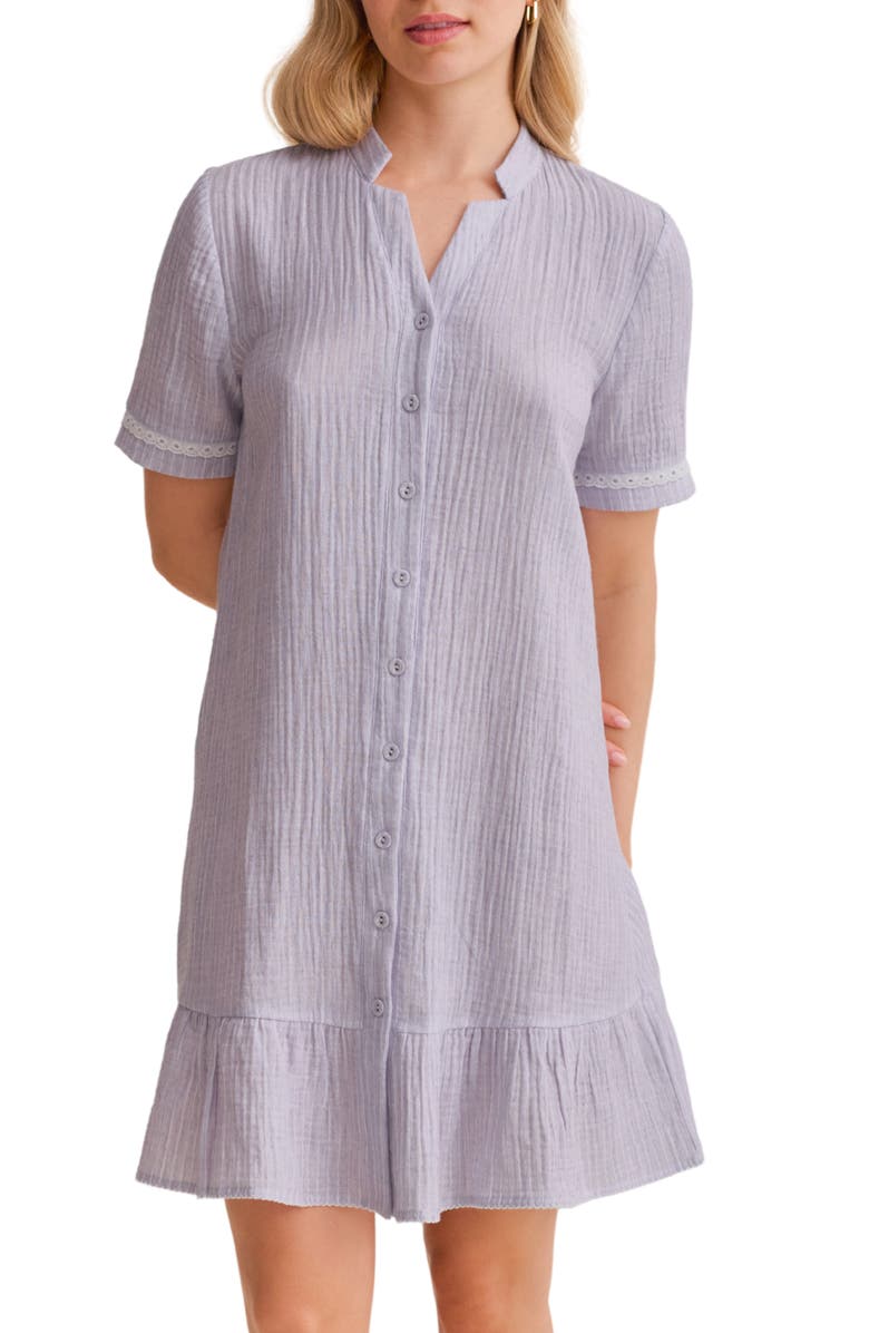 Fleur't Coastal Cotton Gauze Nightgown, Main, color, Coastal Stripe