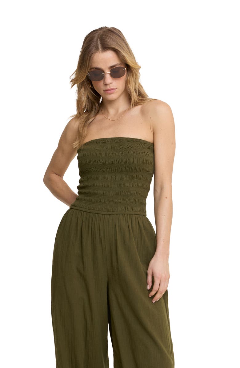 Nobody's Child Carly Strapless Cotton Jumpsuit, Alternate, color, Green