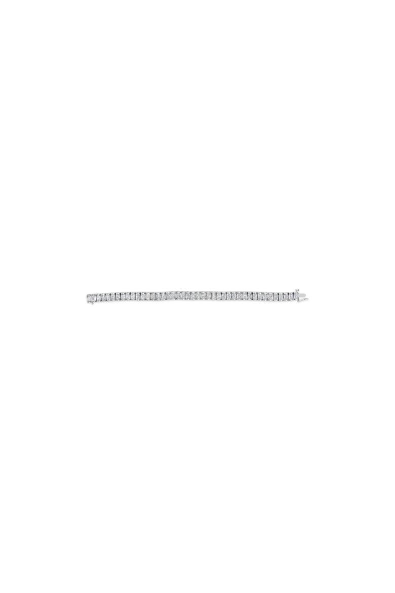 14K Gold 5.00 Cttw Princess Cut Diamond Rectangular Invisible Set Link Tennis Bracelet, Alternate, color, White