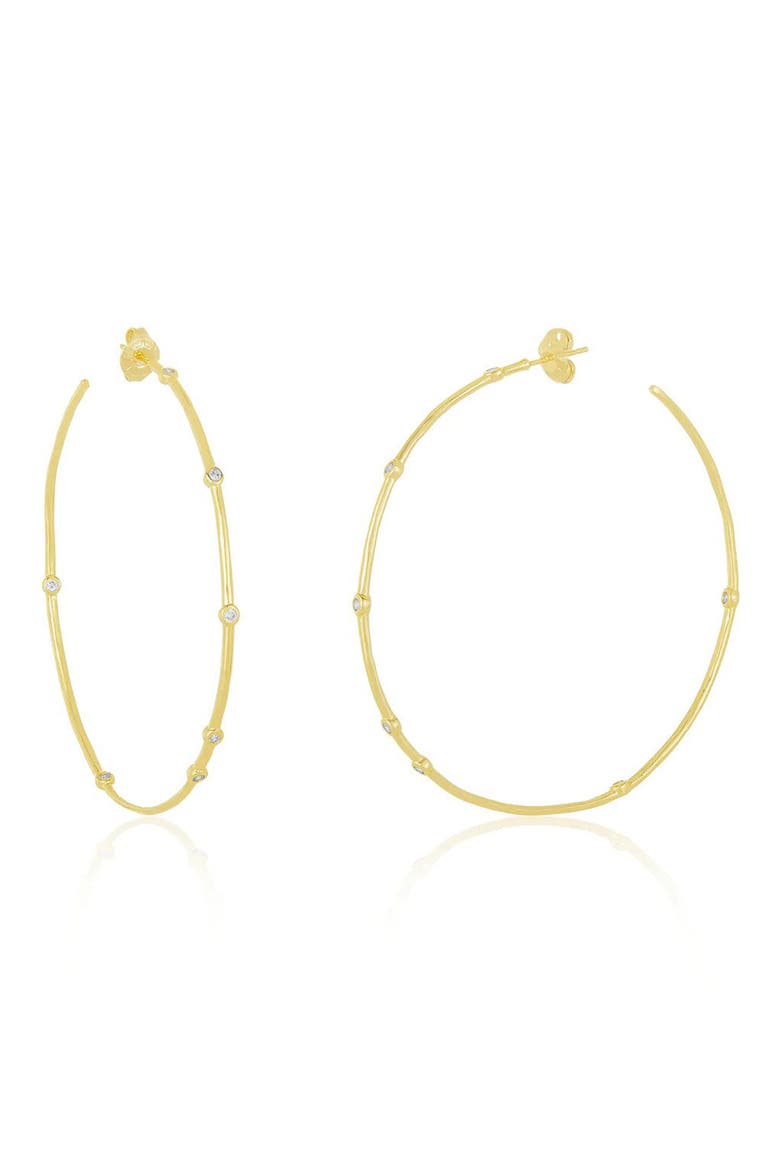 Inside Out Station Hoop Earrings, Main, color, GOLD/WHITE DIAMONDETTES