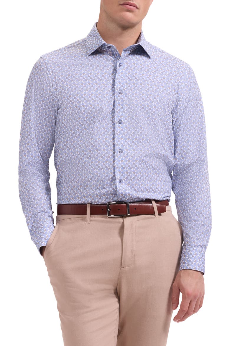 James OoohCotton® Retro Print Button-Up Shirt, Main, color, WALNUT