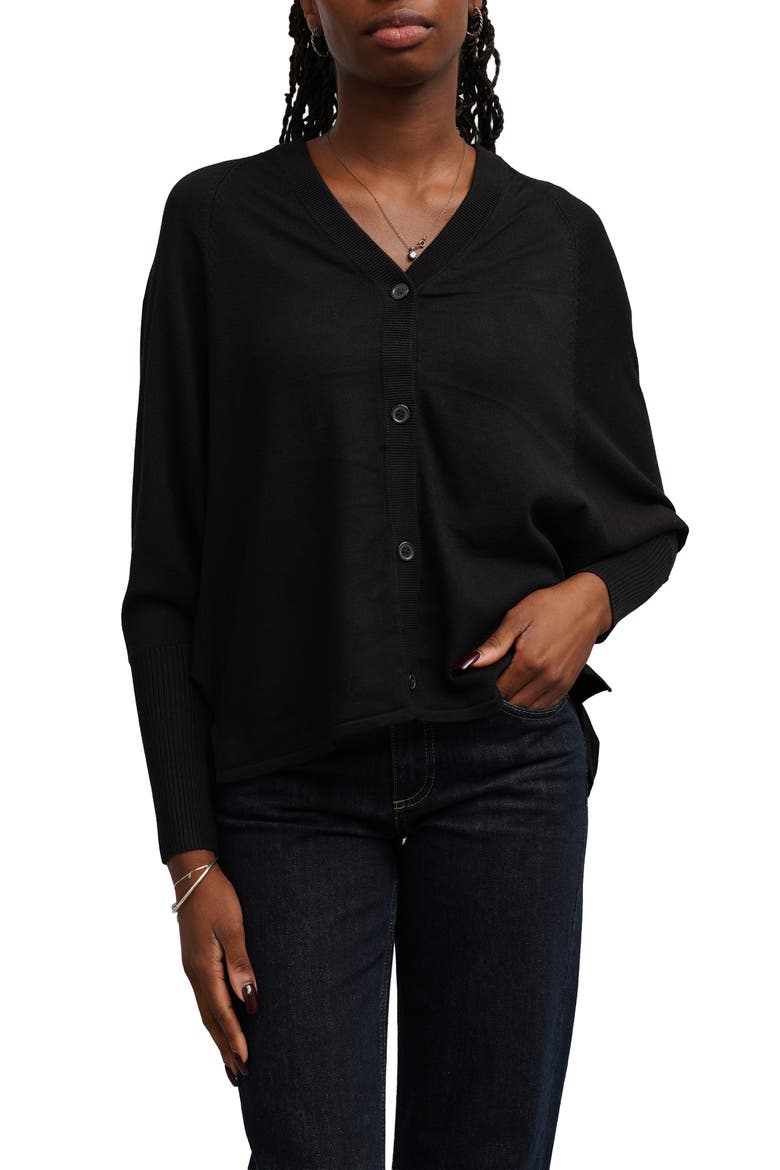 V-Neck High-Low Cardigan, Main, color, BLACK