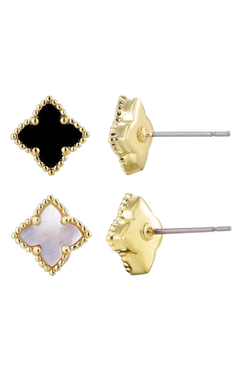 Adornia Set of 2 Clover Stud Earrings, Alternate, color, Gold