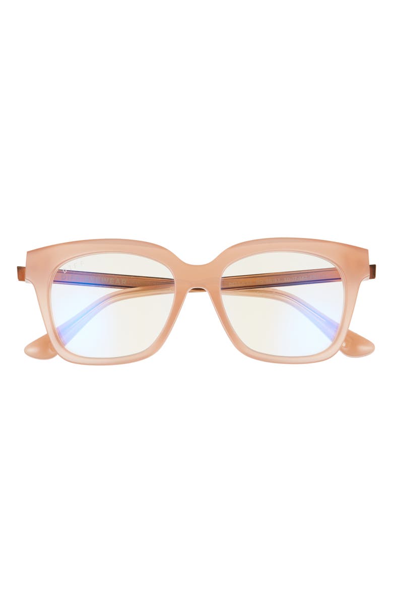 DIFF Bella 50mm Round Blue Light Blocking Glasses, Main, color, Rustique/ Beige