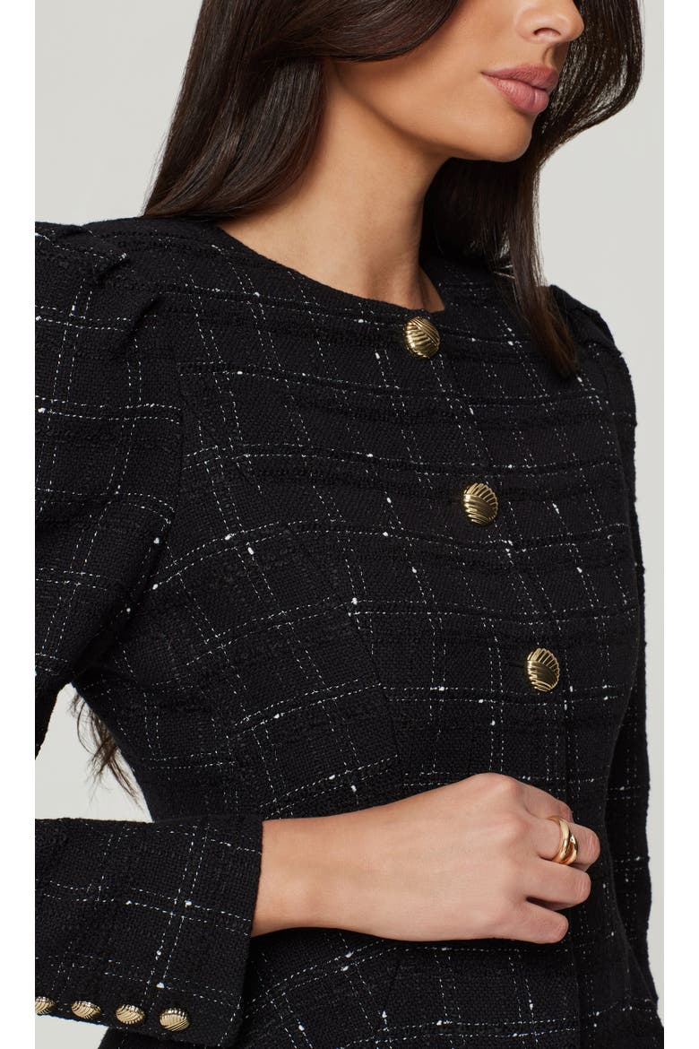 Cynthia Windowpane Tweed Jacket, Alternate, color, Checkered, Plaid, Black