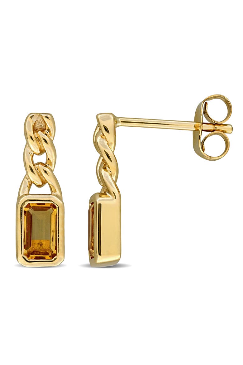 Gemstone Twisted Link Drop Earrings 14k, Main, color, Citrine