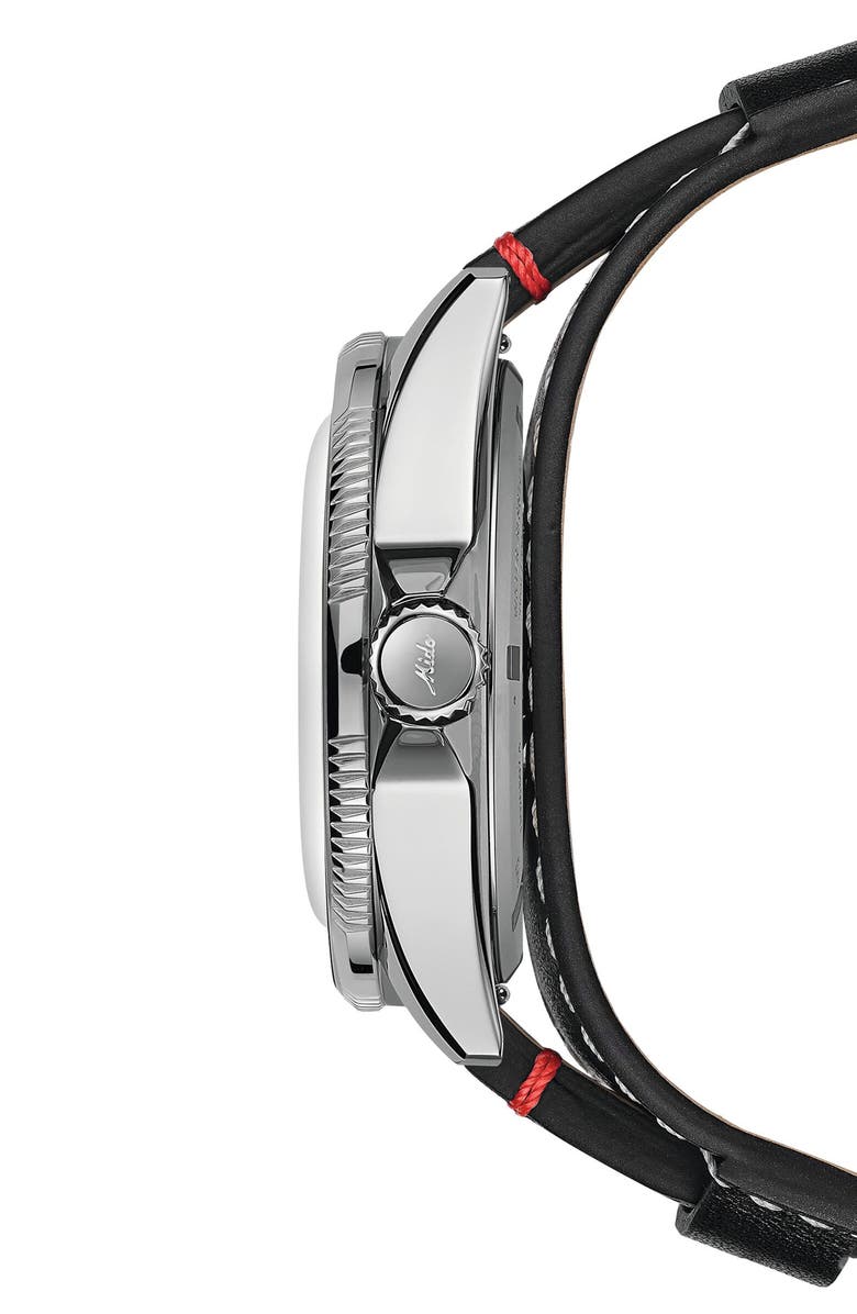 MIDO Ocean Star Worldtimer Automatic Leather Strap Watch, 40.5mm, Alternate, color, 