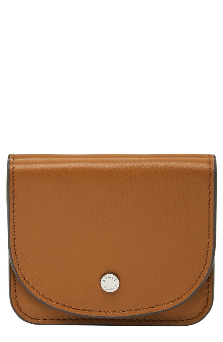 AIMEE Pucker Up Leather Card Case, Main, color, Latte