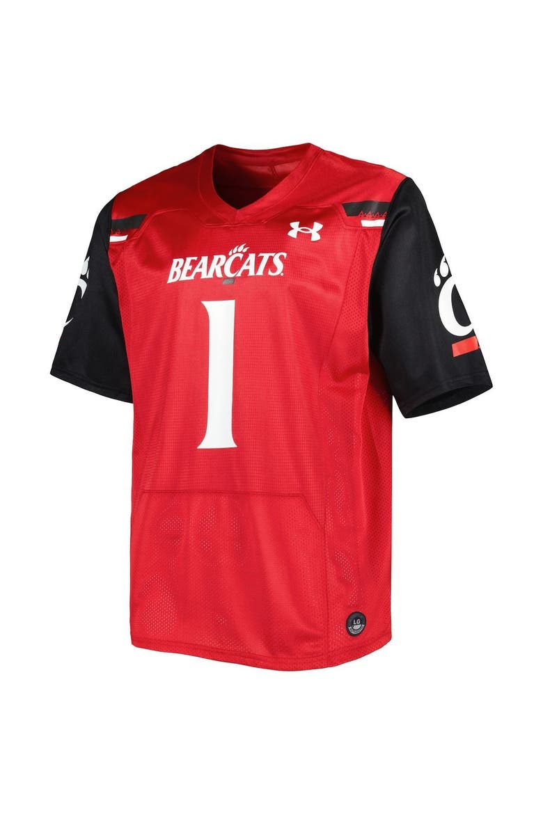 Men's Under Armour #1 Red Cincinnati Bearcats Team Wordmark Replica Football Jersey, Alternate, color, Red