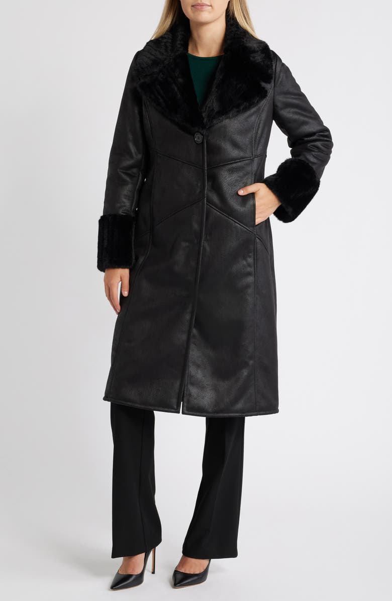 Via Spiga Faux Shearling Coat, Main, color, 