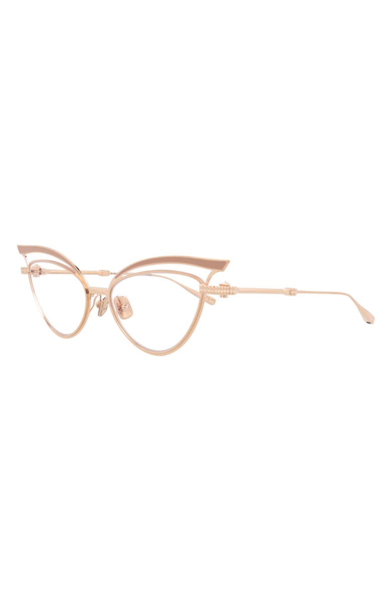 Valentino 55mm Cat Eye Optical Glasses, Alternate, color, Rose Gold Transparent