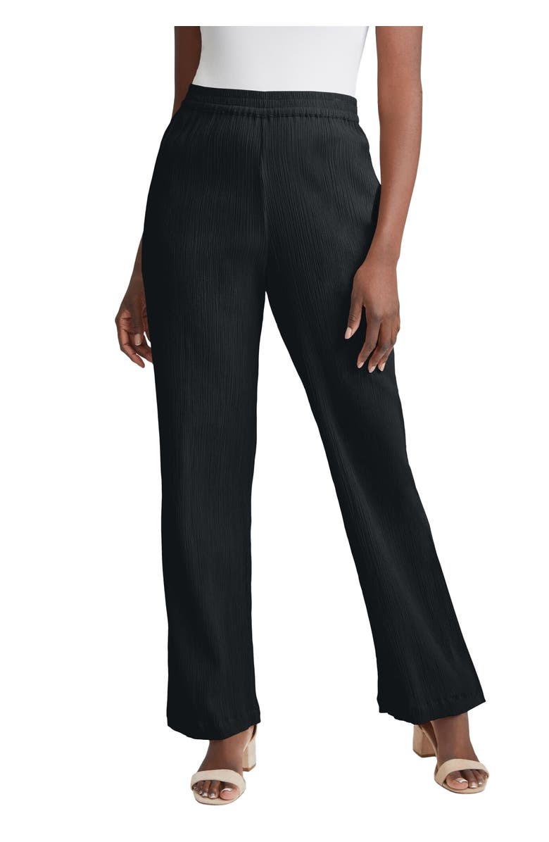 Jessica London Wide Leg Gauze Pant, Main, color, Black