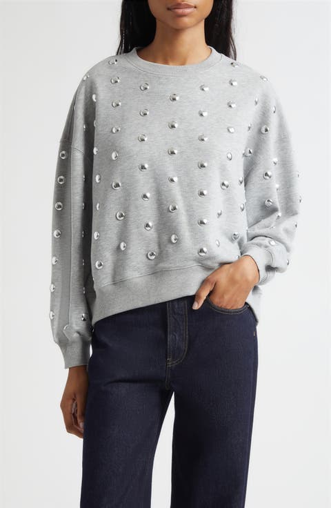 Studded Cotton Blend Sweatshirt