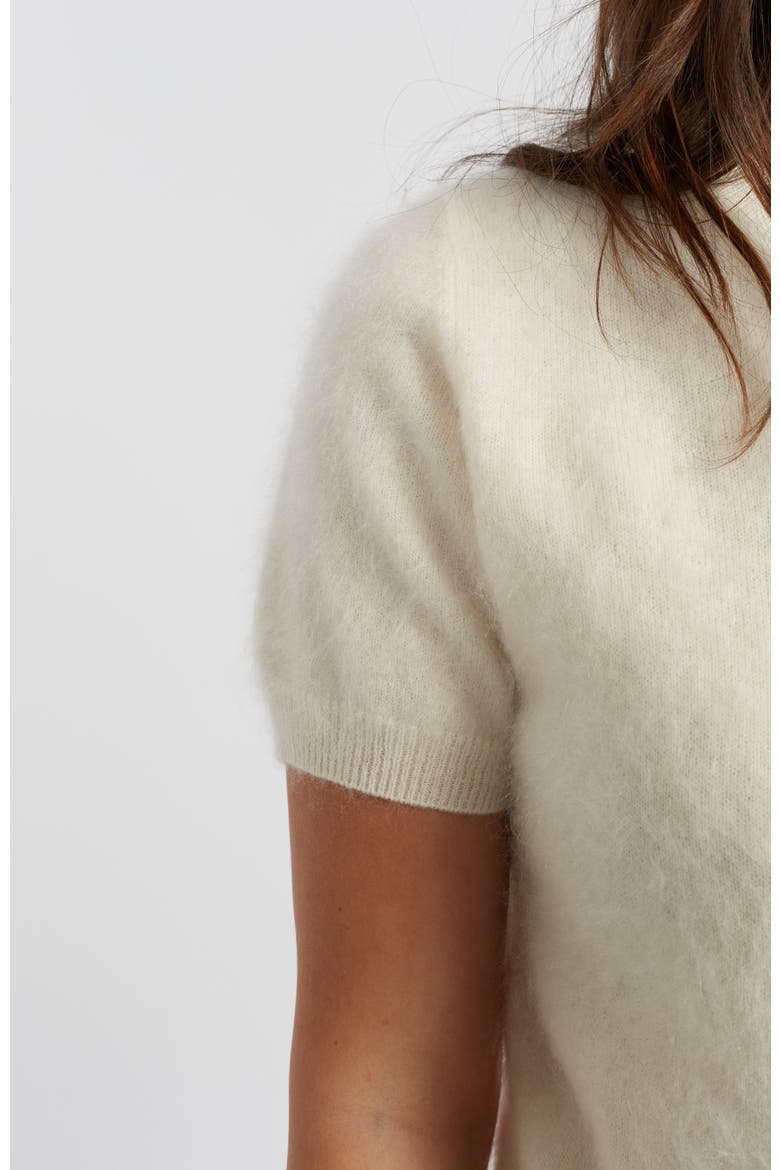 Brushed Cashmere Button-Front Knit Tee, Alternate, color, Cream