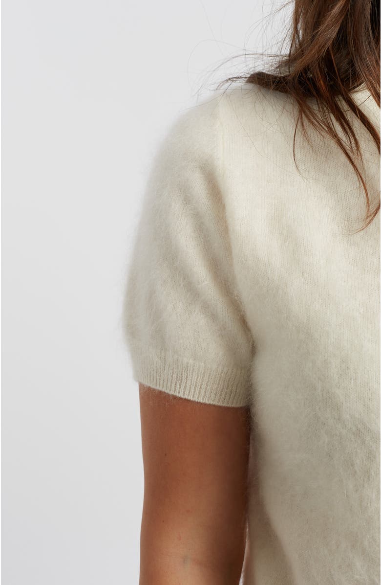 Chinti & Parker Brushed Cashmere Button-Front Knit Tee, Alternate, color, Cream