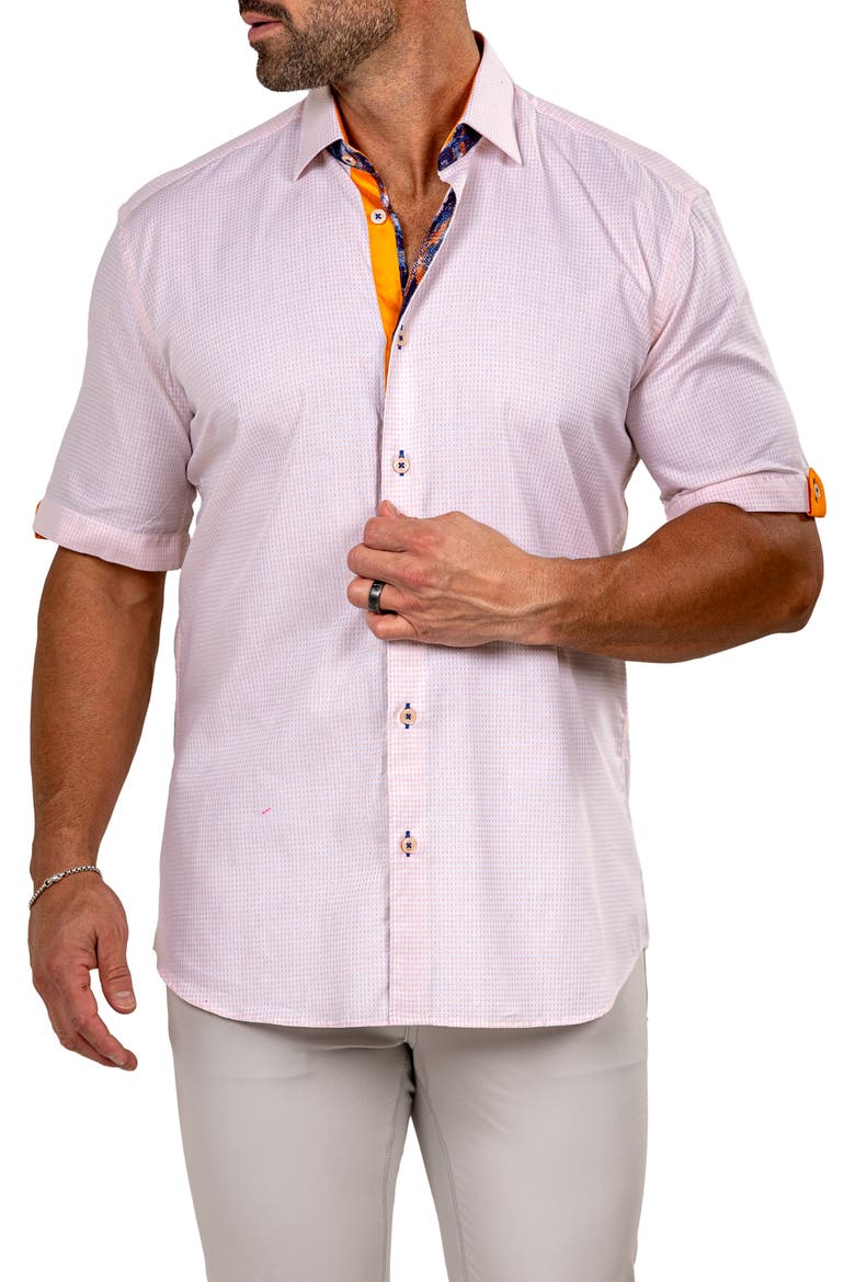 Galileo Marthy Short Sleeve Cotton Button-Up Shirt, Alternate, color, WHITE