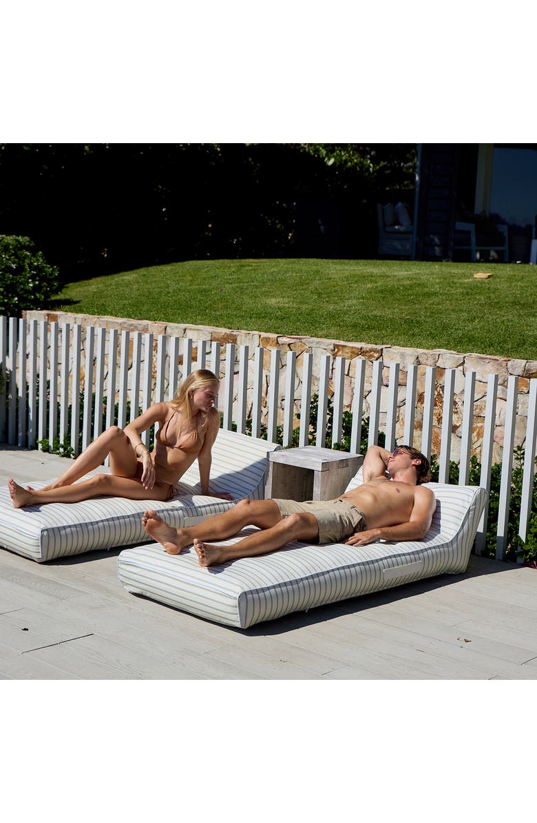 Sunnylife Luxe Lieon Lounger La Palma Sage Stripe Inflatable Pool Float, Alternate, color, 