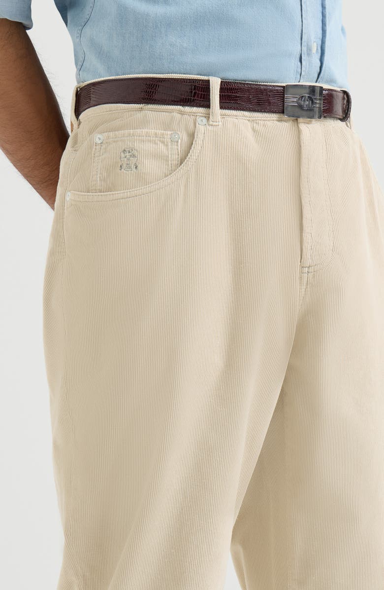 Brunello Cucinelli Garment-dyed five-pocket trousers in cotton narrow wale corduroy, Alternate, color, Sand